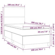 shumee Posteľ boxsping s matracom a LED tmavohnedá 100x200 cm látka