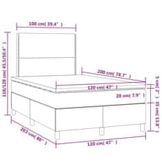 shumee Posteľ boxsping s matracom a LED modrá 120x200 cm látka