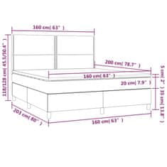 shumee Posteľ boxsping s matracom a LED čierna 160x200 cm látka