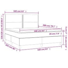 Petromila vidaXL Boxspring posteľ matrac a LED kapučínová 160x200 cm umelá koža