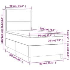 Petromila vidaXL Boxspring posteľ s matracom a LED sivá 90x200 cm umelá koža