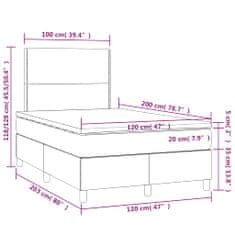 Petromila vidaXL Boxspring posteľ matrac a LED kapučínová 120x200 cm umelá koža