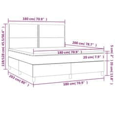 shumee Posteľ boxsping s matracom a LED čierna 180x200 cm látka