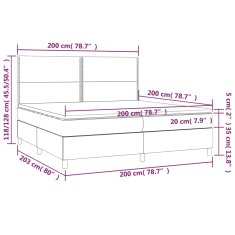 shumee Posteľ boxsping s matracom a LED sivohnedá 200x200 cm látka