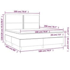 Petromila vidaXL Boxspring posteľ matrac a LED kapučínová 180x200 cm umelá koža