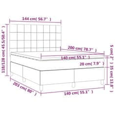 shumee Posteľ boxsping s matracom a LED tmavosivá 140x200 cm látka