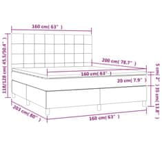 shumee Posteľ boxsping s matracom a LED bledosivá 160x200 cm látka