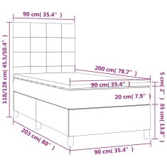 shumee Posteľ boxsping s matracom a LED tmavohnedá 90x200 cm látka