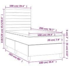 shumee Posteľ boxsping s matracom a LED čierna 100x200 cm zamat