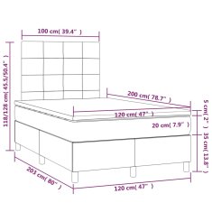 shumee Posteľ boxsping s matracom a LED krémová 120x200 cm látka