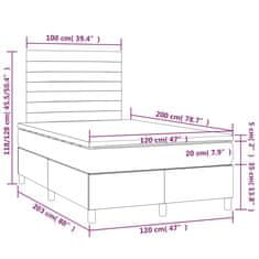 shumee Posteľ boxsping s matracom a LED čierna 120x200 cm zamat