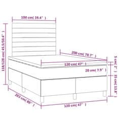 shumee Posteľ boxsping s matracom a LED bledosivá 120x200 cm látka