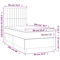 shumee Posteľ boxsping s matracom a LED čierna 90x200 cm zamat