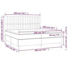 shumee Posteľ boxsping s matracom a LED modrá 200x200 cm látka