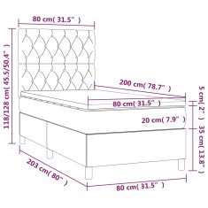 shumee Posteľ boxsping s matracom a LED modrá 80x200 cm látka