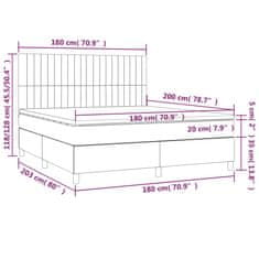 shumee Posteľ boxsping s matracom a LED tmavosivá 180x200 cm látka