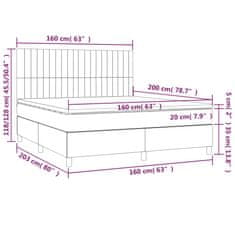 shumee Posteľ boxsping s matracom a LED bledosivá 160x200 cm látka