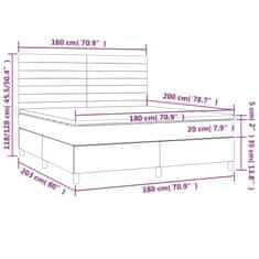 shumee Posteľ boxsping s matracom a LED bledosivá 180x200 cm látka