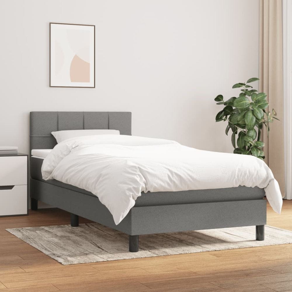 Vidaxl Boxspring posteľ s matracom tmavosivá 100x200 cm látka