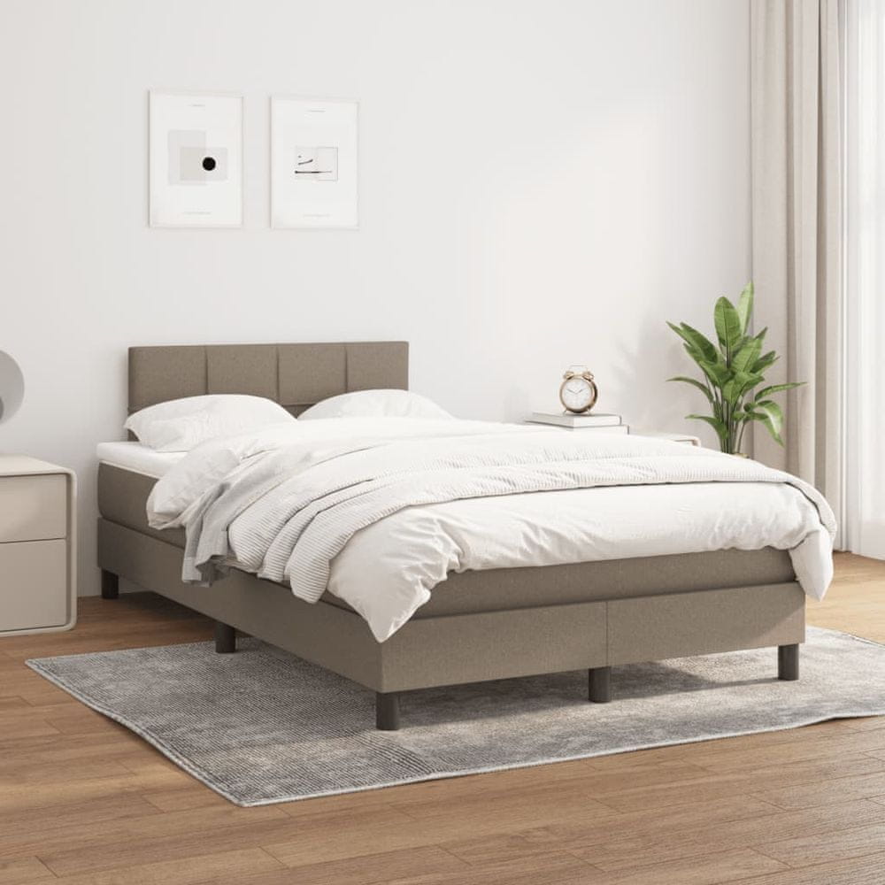 Vidaxl Boxspring posteľ s matracom sivohnedý 120x200 cm látka