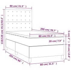 shumee Posteľ boxsping s matracom a LED tmavosivá 80x200 cm látka