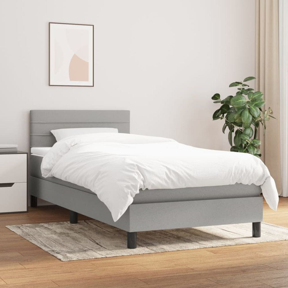 Vidaxl Boxspring posteľ s matracom bledosivý 100x200 cm látka