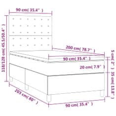 Petromila vidaXL Boxspring posteľ s matracom a LED sivá 90x200 cm umelá koža