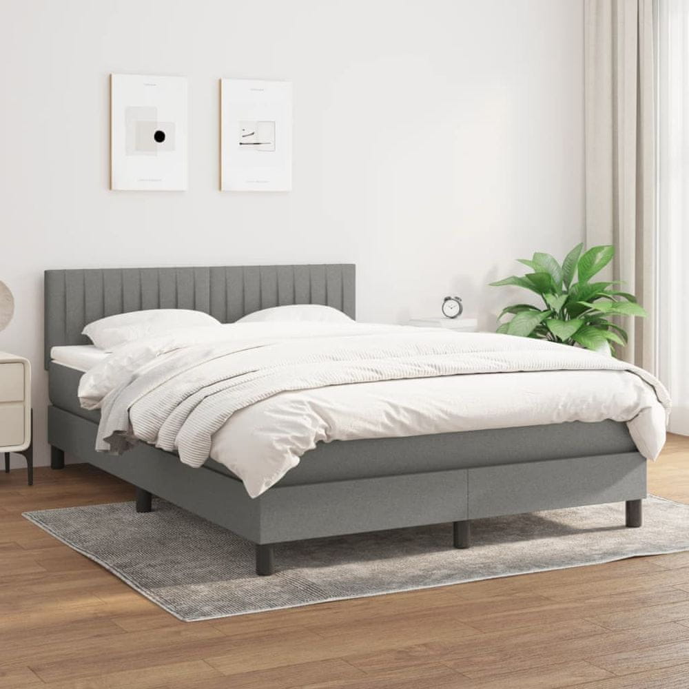 Vidaxl Boxspring posteľ s matracom tmavosivá 140x200 cm látka