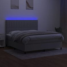 shumee Posteľ boxsping s matracom a LED bledosivá 160x200 cm látka