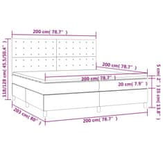 shumee Posteľ boxsping s matracom a LED čierna 200x200 cm látka