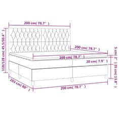 shumee Posteľ boxsping s matracom a LED bledosivá 200x200 cm látka