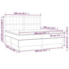 shumee Posteľ boxsping s matracom a LED čierna 200x200 cm zamat