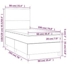 Petromila vidaXL Boxspring posteľ s matracom a LED sivá 90x190 cm umelá koža