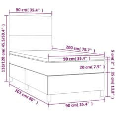 Petromila vidaXL Boxspring posteľ s matracom a LED sivá 90x200 cm umelá koža