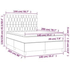 shumee Posteľ boxsping s matracom a LED čierna 140x200 cm látka