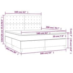 shumee Posteľ boxsping s matracom a LED tmavosivá 160x200 cm zamat