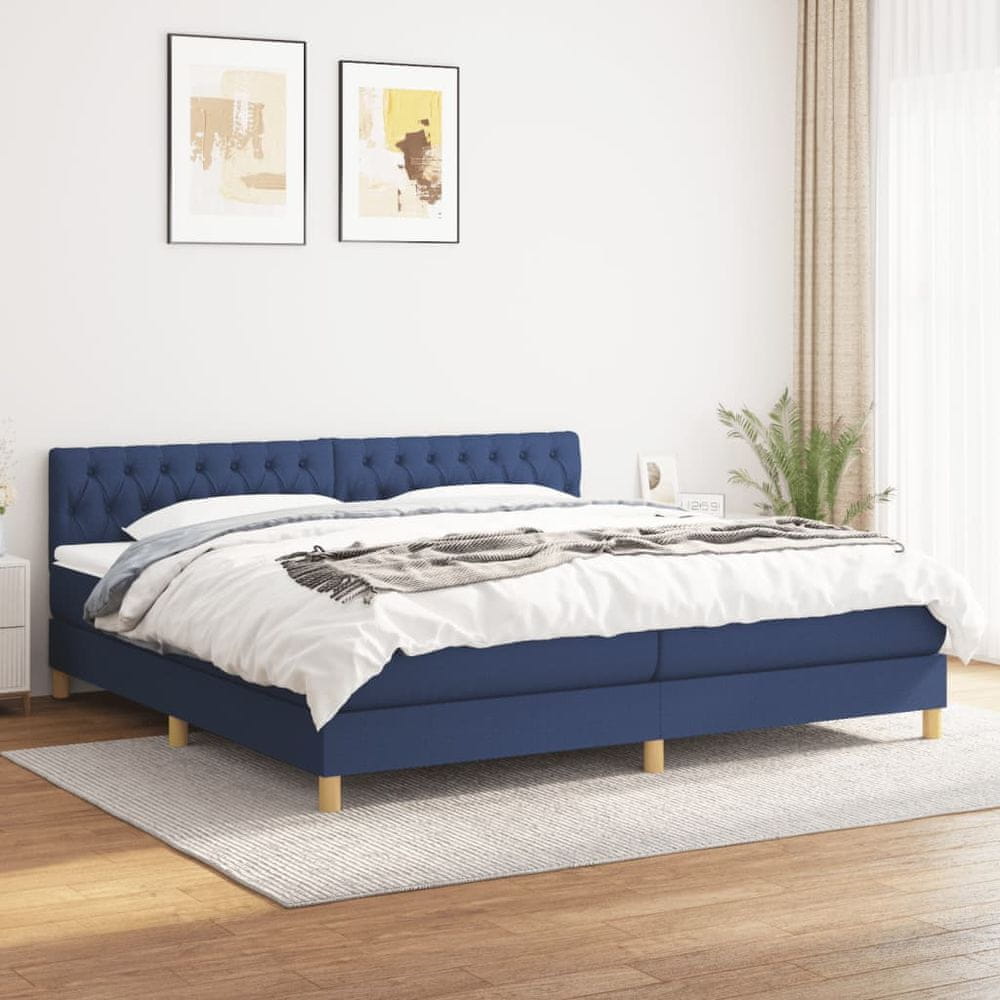 Petromila vidaXL Boxspring posteľ s matracom modrá 200x200 cm látka