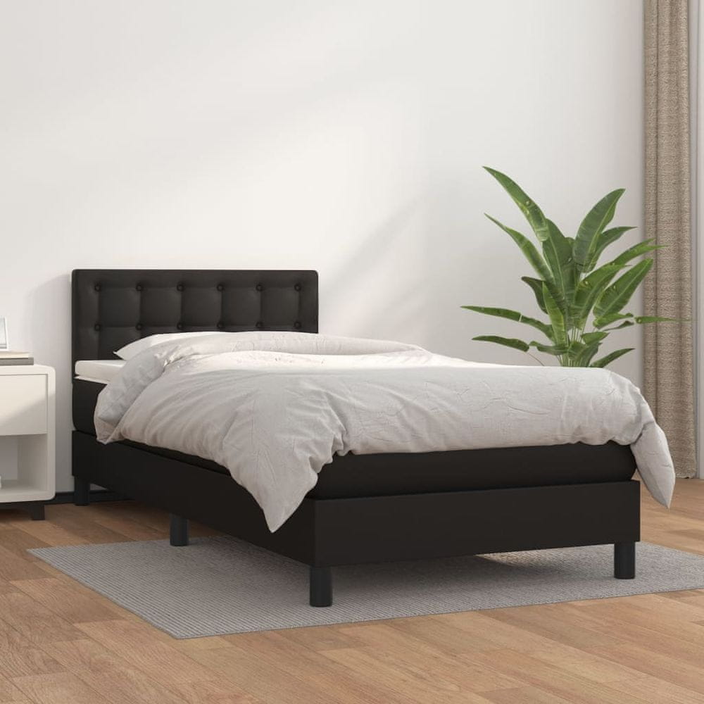 Vidaxl Boxspring posteľ s matracom čierna 90x200 cm umelá koža