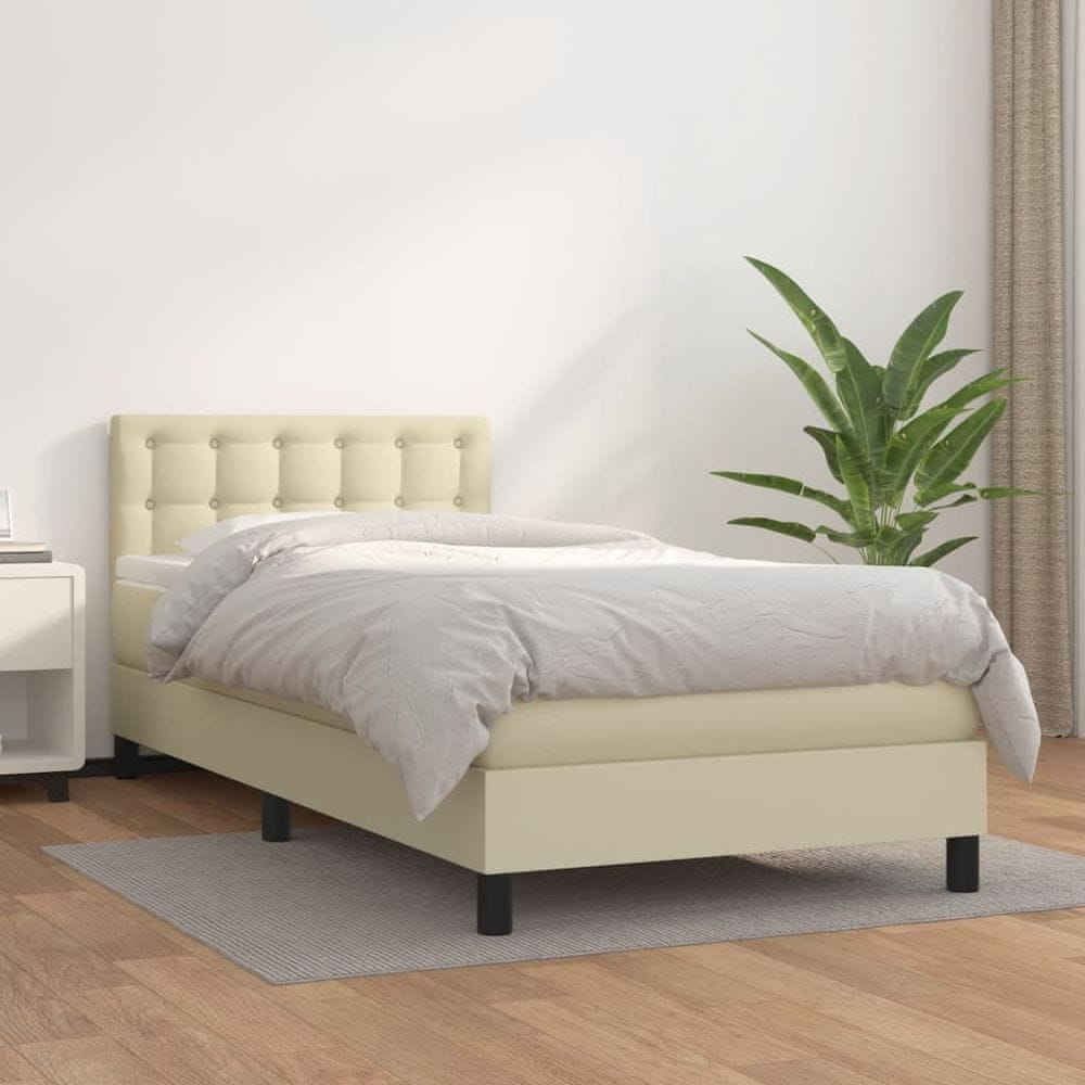 shumee Boxspring posteľ s matracom krémová 90x200 cm umelá koža