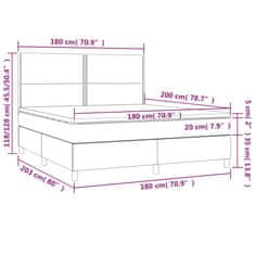 shumee Posteľ boxsping s matracom a LED bledosivá 180x200 cm látka