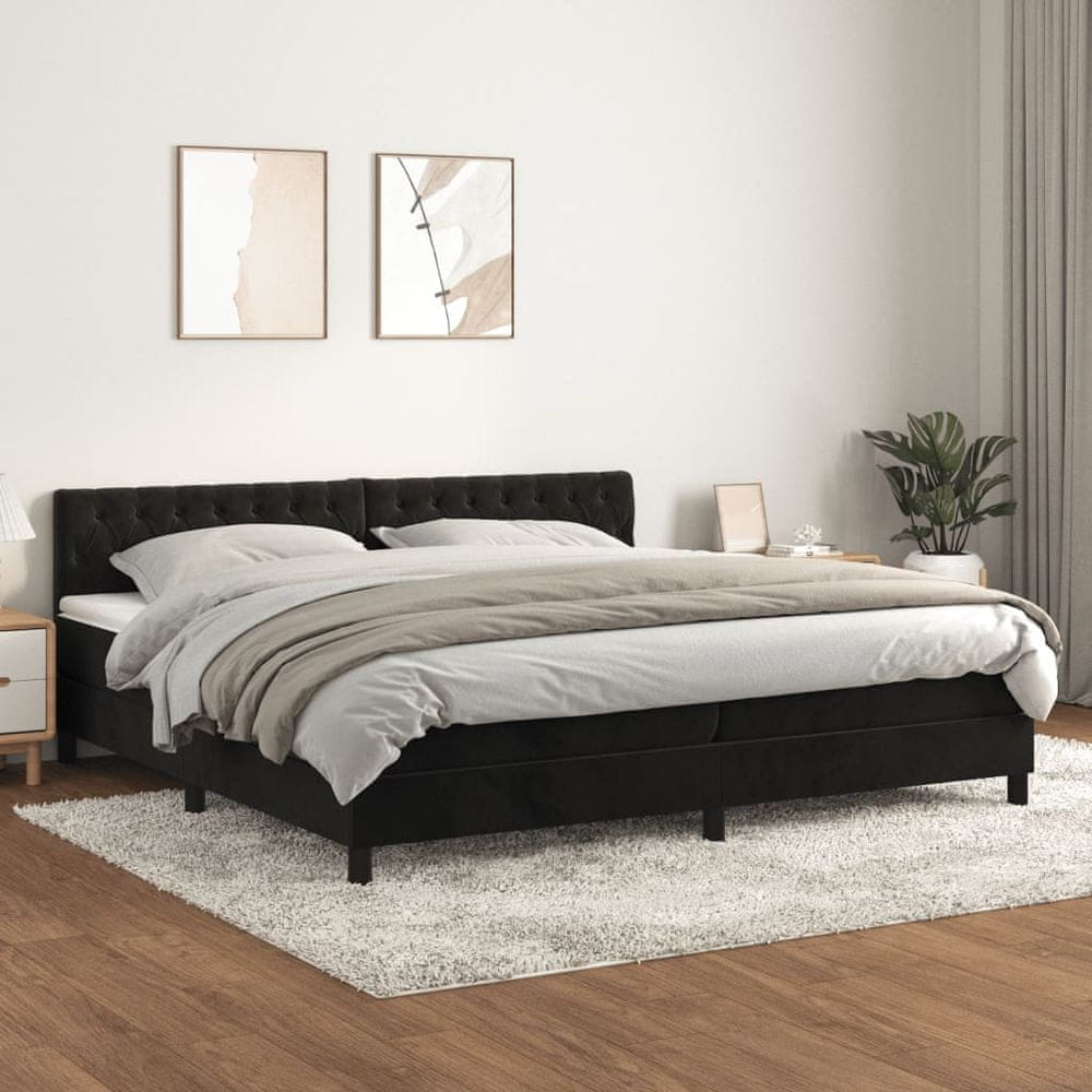 Petromila vidaXL Posteľný rám boxspring s matracom čierny 200x200 cm zamat