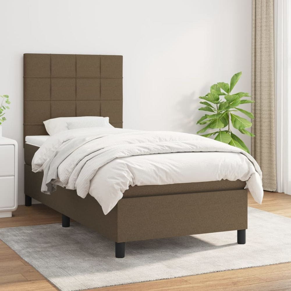 Petromila vidaXL Boxspring posteľ s matracom tmavohnedá 90x190 cm látka