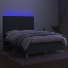 shumee Posteľ boxsping s matracom a LED tmavosivá 140x190 cm látka