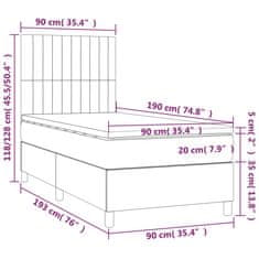 shumee Posteľ boxsping s matracom a LED čierna 90x190 cm zamat