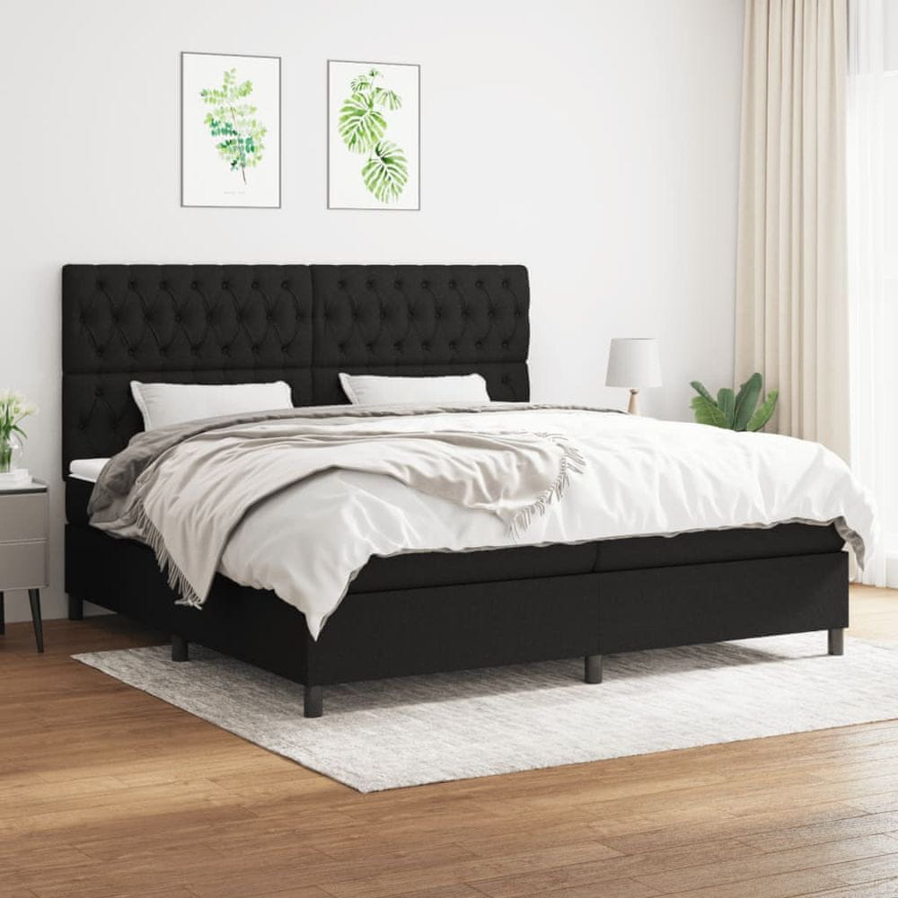 shumee Boxspring posteľ s matracom čierna 200x200 cm látka