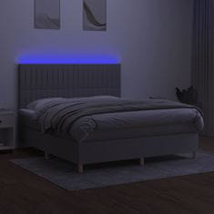 shumee Posteľ boxsping s matracom a LED bledosivá 180x200 cm látka