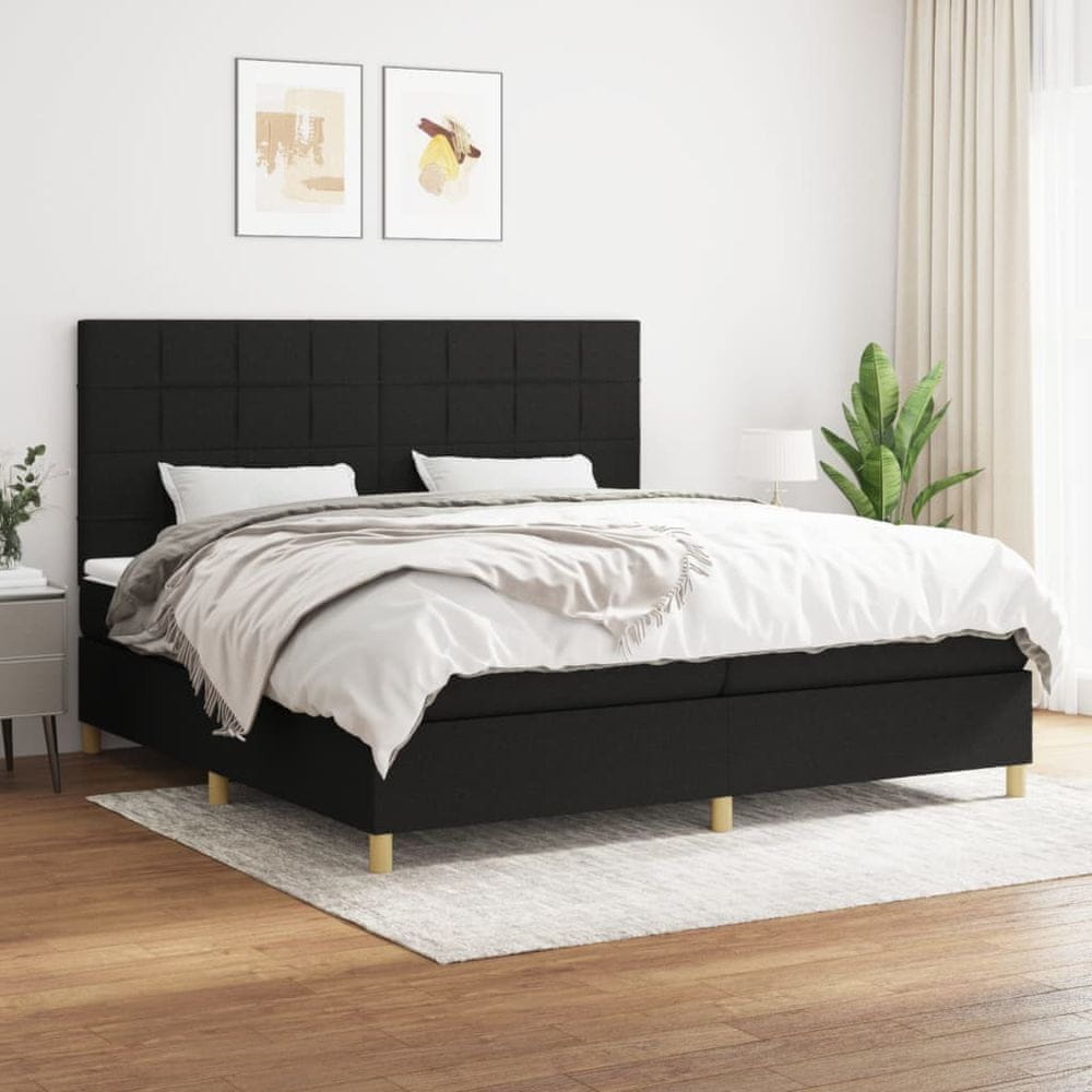 shumee Boxspring posteľ s matracom čierna 200x200 cm látka