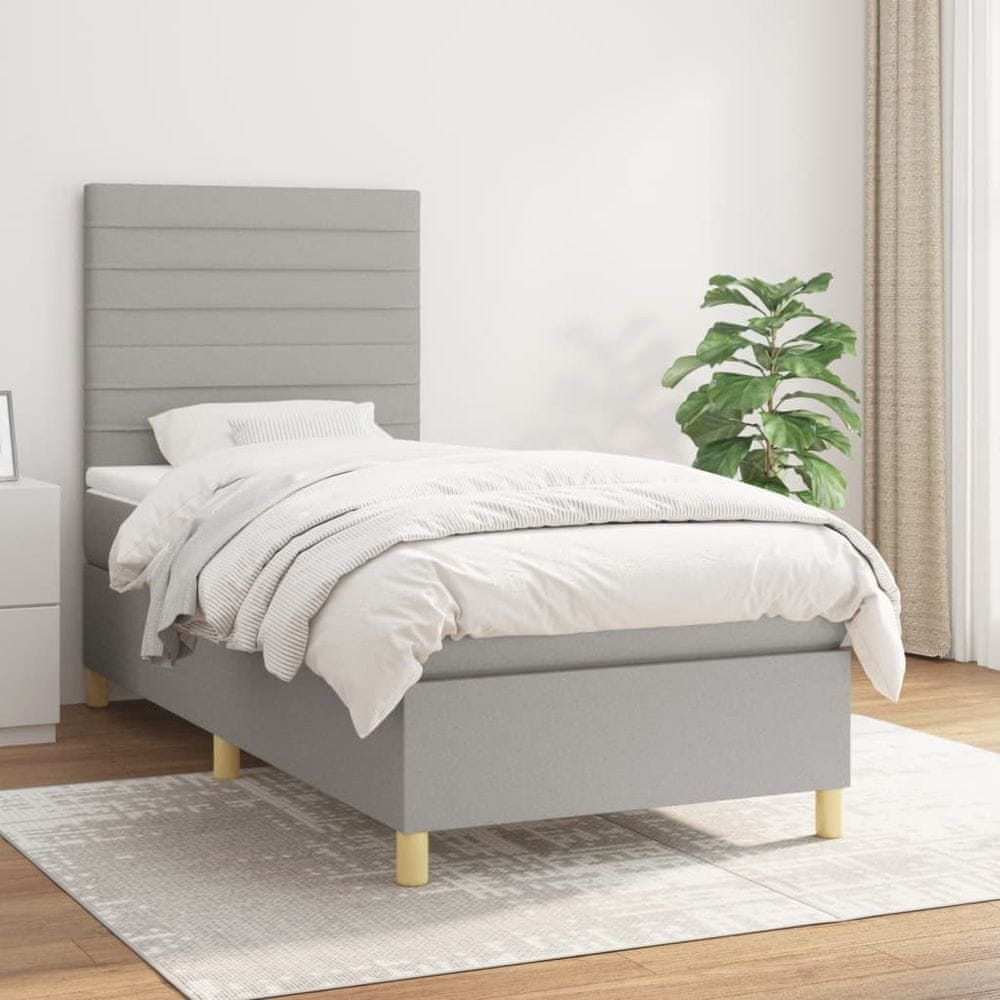 Vidaxl Boxspring posteľ s matracom bledosivý 100x200 cm látka