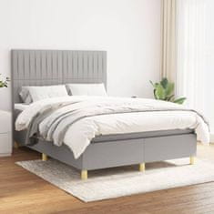 shumee Boxspring posteľ s matracom bledosivý 140x190 cm látka