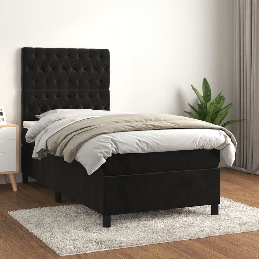 Petromila vidaXL Posteľný rám boxspring s matracom čierny 90x200 cm zamat